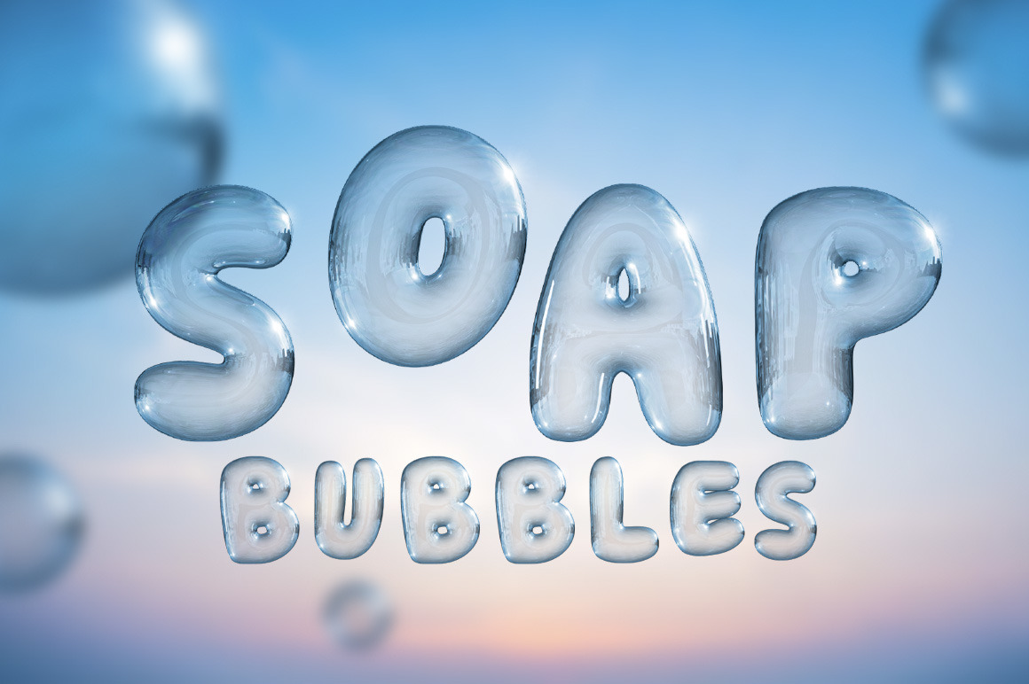 Soap Bubbles Font On Yellow Images Creative Store