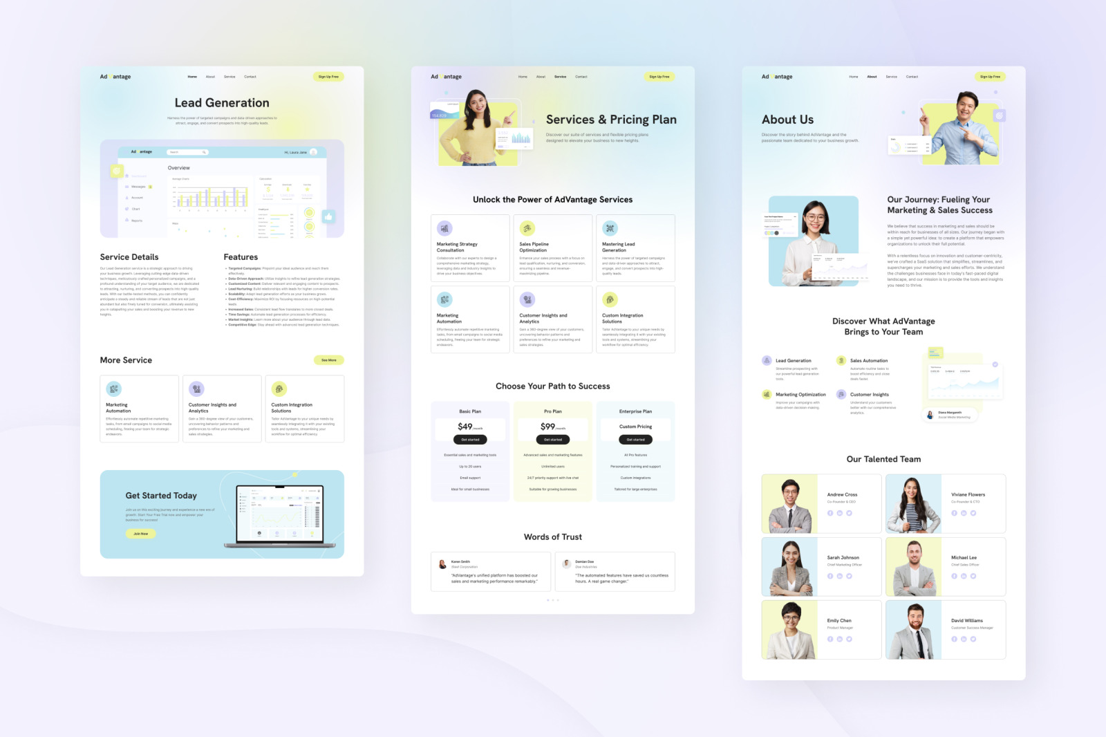 Advantage Saas Website Ui Figma Template On Yellow Images Creative