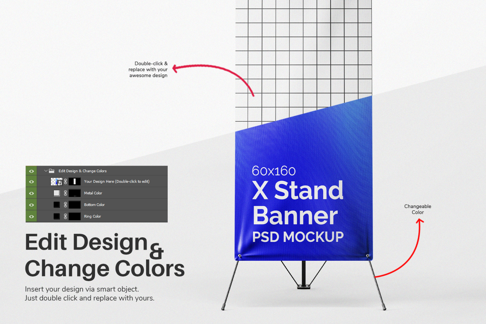 X Stand Banner Editable Psd Mockup Set On Yellow Images Creative Store