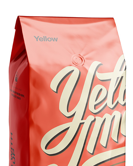 Kg Matte Metallic Coffee Bag With Valve Mockup Half Turned View