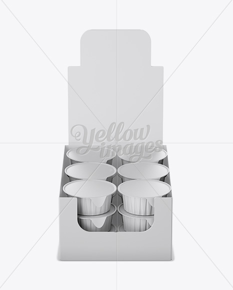 18 Fruit Puree Cups Display Box Mockup - Front View (High Angle) - Free