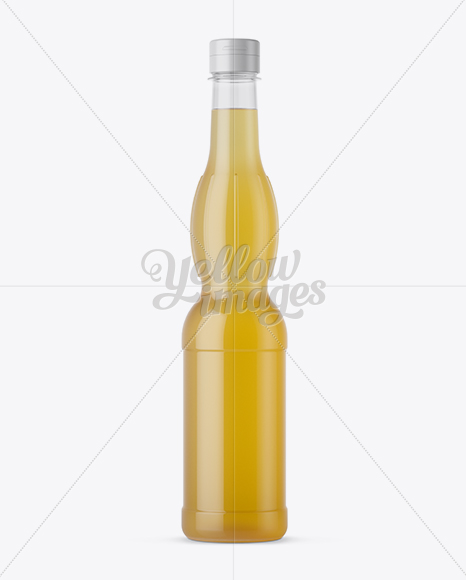 Glossy Plastic Bottle with Yellow Drink Mockup