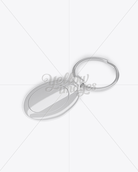 Glossy Keyring Mockup - Halfside View (High-Angle Shot)