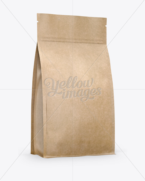 Kraft Stand-up Bag w/ Zipper Mockup - Half Side View