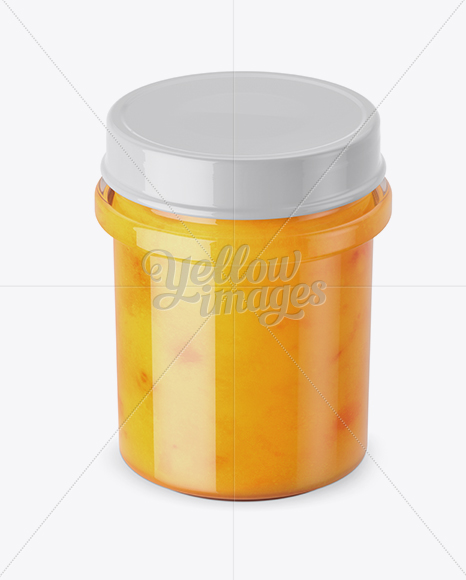 Creamed Honey w/ Dried Apricots Glass Jar Mockup (High-Angle Shot)