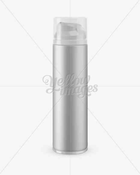 Matte Metallic Shaving Foam Bottle With Transparent Cap Mockup - Free