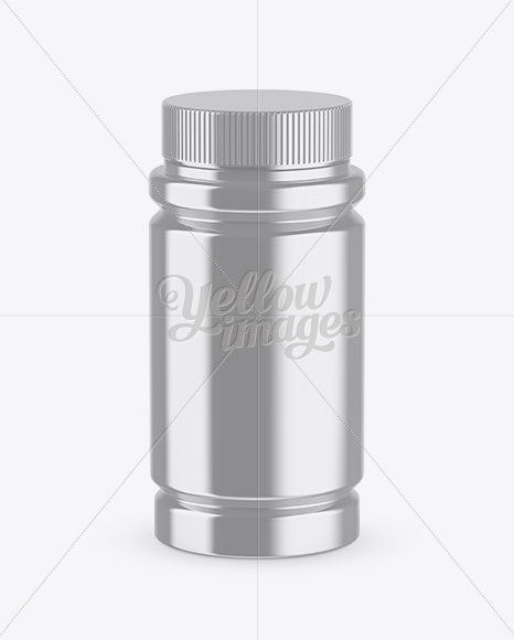 Glossy Metallic Pill Bottle Mockup (High-Angle Shot)