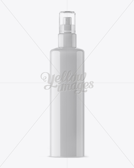 Glossy Spray Bottle With Transparent Cap Mockup