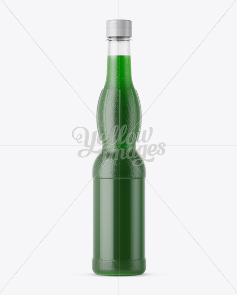 Textured Plastic Bottle with Green Drink Mockup