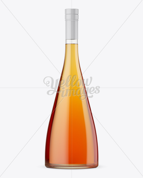 Clear Glass Bottle With Orange Wine Mockup