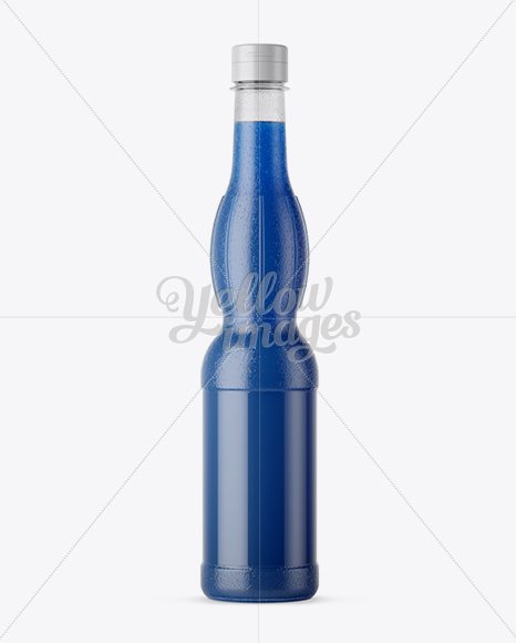 Textured Plastic Bottle with Blue Drink Mockup