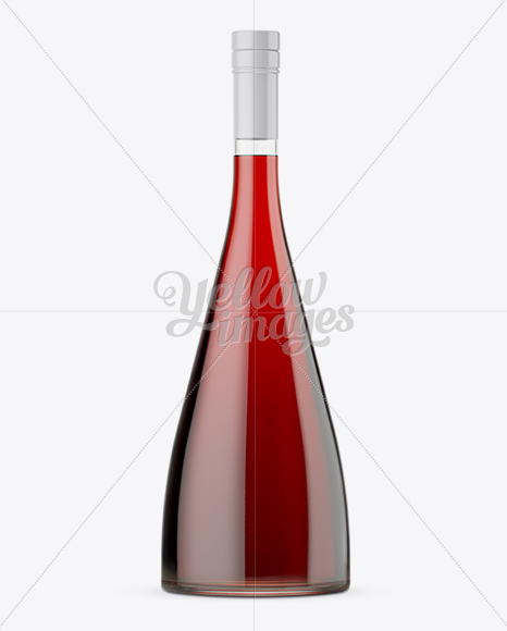 Clear Glass Bottle With Red Wine Mockup