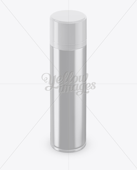 Glossy Metallic Shaving Foam Bottle With Cap Mockup (High-Angle Shot)