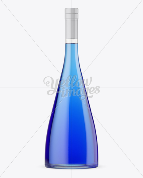 Clear Glass Bottle With Blue Liqour Mockup