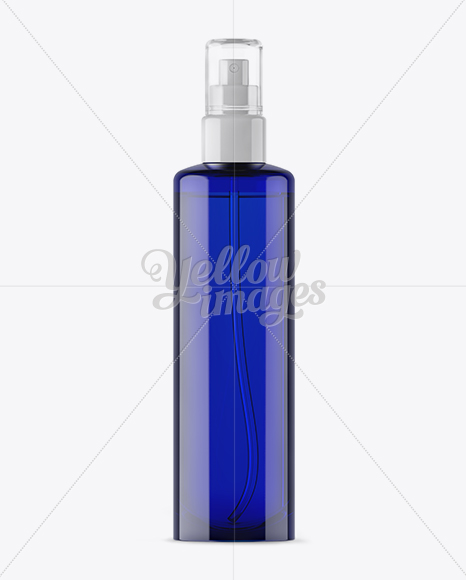 Blue Spray Bottle With Transparent Cap Mockup