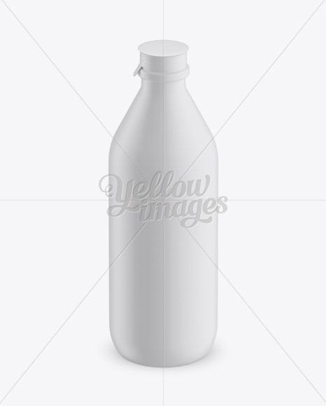 Matte Plastic Dairy Bottle Mockup (High-Angle Shot)