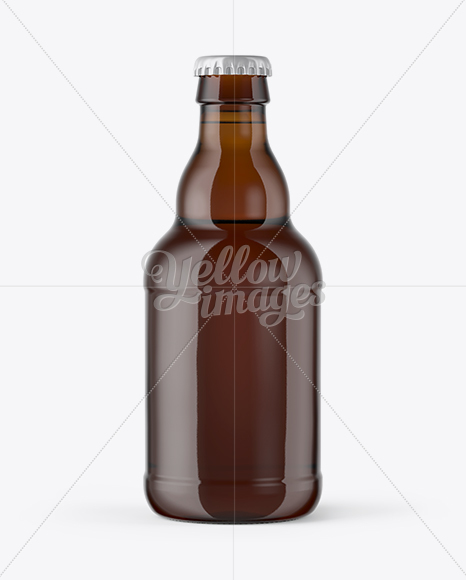 330ml Amber Glass Bottle with Light Beer Mockup