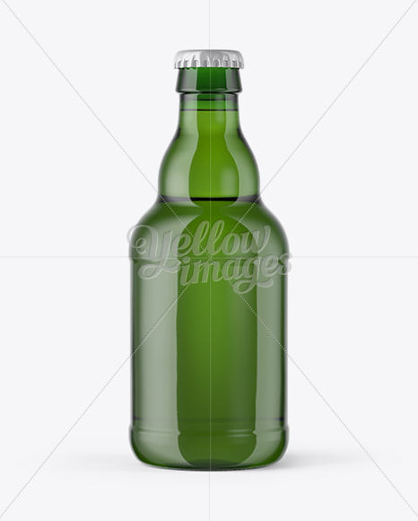 330ml Green Glass Bottle with Lager Beer Mockup - Free Download Images