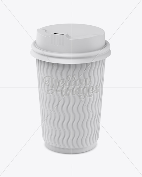 Matte Coffee Cup Mockup - Halfside View (High-Angle Shot)