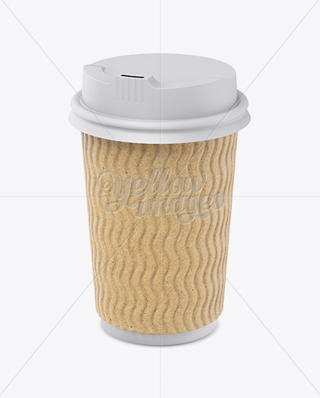 Kraft Coffee Cup Mockup - Halfside View (High-Angle Shot)