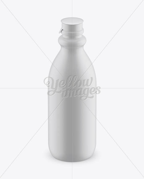 Matte Plastic Dairy Bottle Mockup (High-Angle Shot)