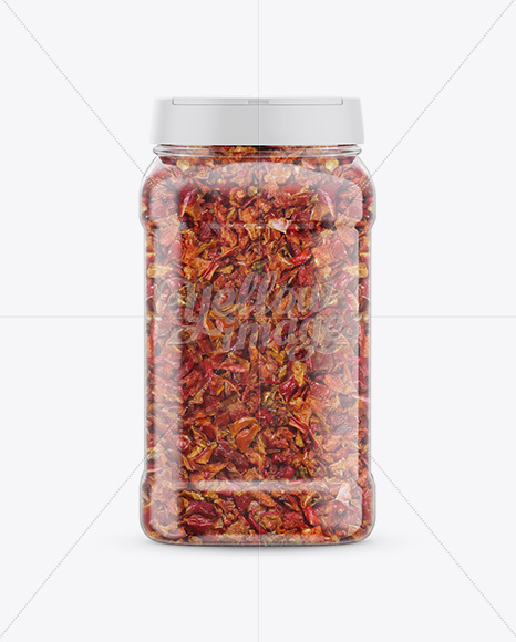 Plastic Spice Jar with Red Paprika Mockup - Front View