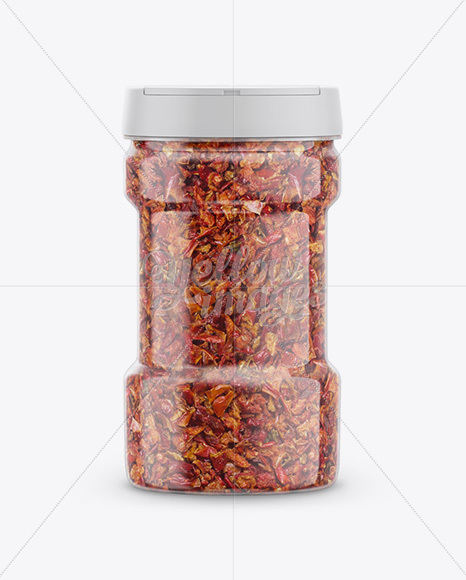 Round Plastic Spice Jar with Red Paprika Mockup - Front View - Free