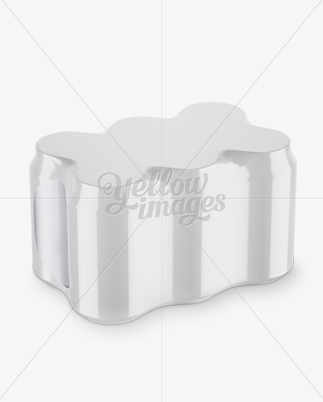 Pack with 6 Alminium Cans Mockup - Halfside View - Free Download Images