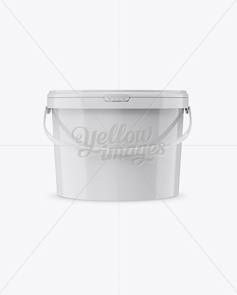 Glossy Plastic Bucket Mockup - Front View