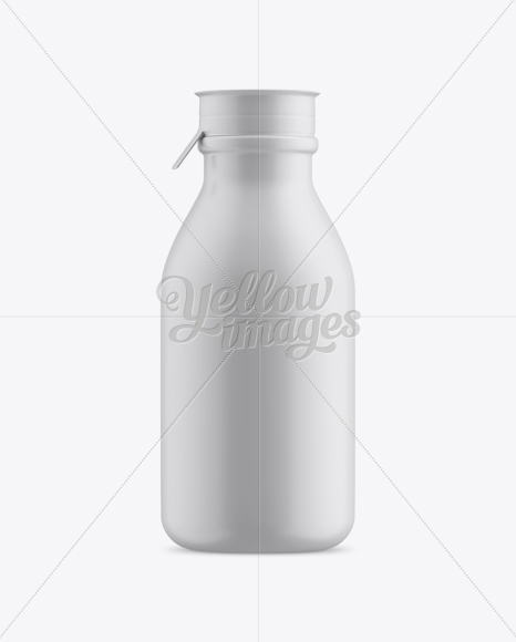 Matte Medium Plastic Dairy Bottle Mockup - Front View