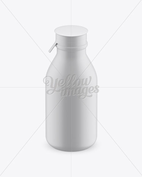 Matte Medium Plastic Dairy Bottle Mockup (High-Angle Shot)