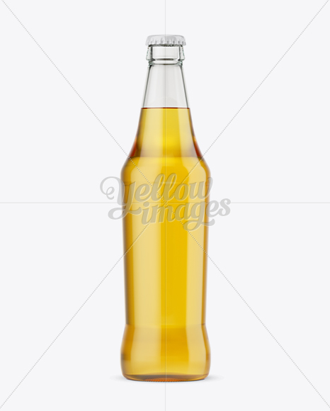 Clear Glass Bottle with Lager Beer Mockup