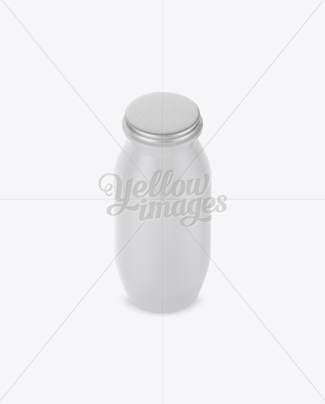 Glossy Plastic Dairy Bottle Mockup (High-Angle Shot)