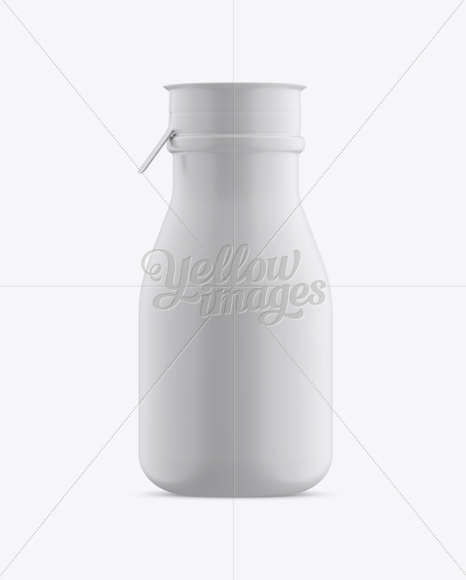 Matte Small Plastic Dairy Bottle Mockup - Front View