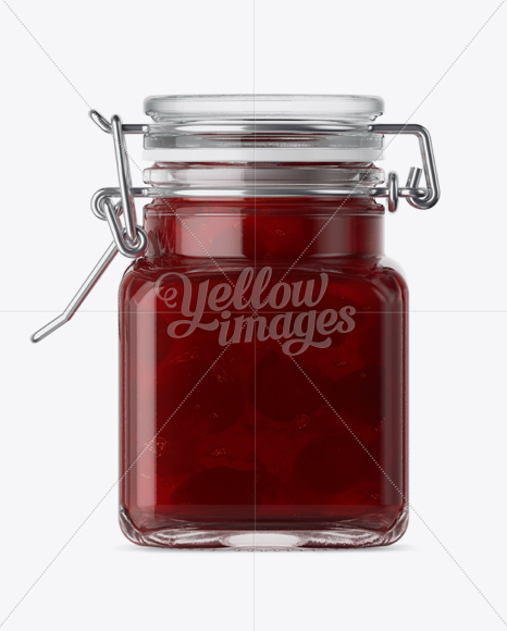 100ml Glass Cherry Jam Jar w/ Clamp Lid Mockup - Free Download Images