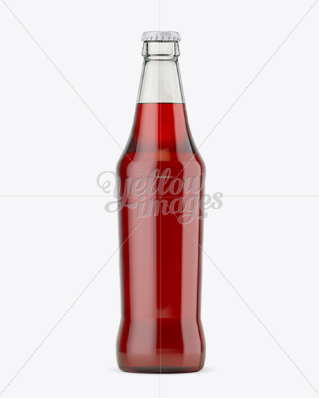 Clear Glass Bottle with Red Ale Mockup