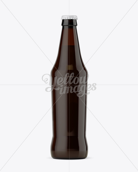 Dark Amber Glass Bottle with Beer Mockup