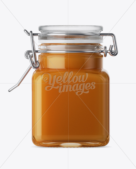 100ml Glass Raw Honey Jar w/ Clamp Lid Mockup