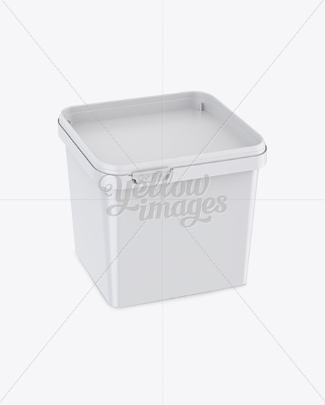 Glossy Square Butter Tub Mockup - Halfside View (High-Angle Shot