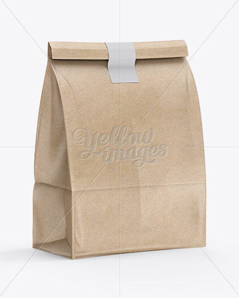 Kraft Paper Bag Mockup - Halfside View