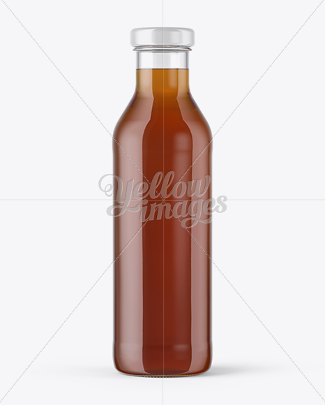 Clear Glass Bottle With Black Tea Mockup