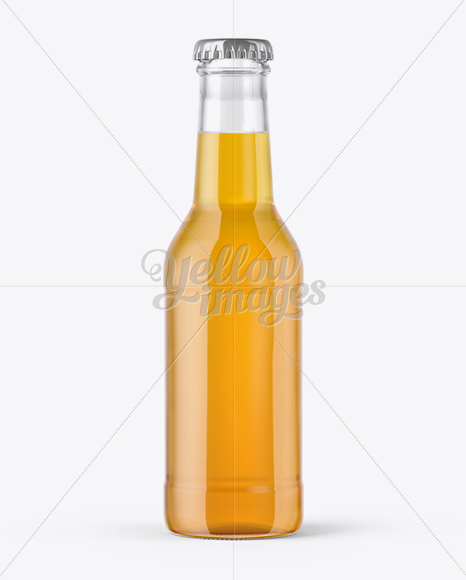 200ml Clear Glass Bottle with Orange Drink Mockup