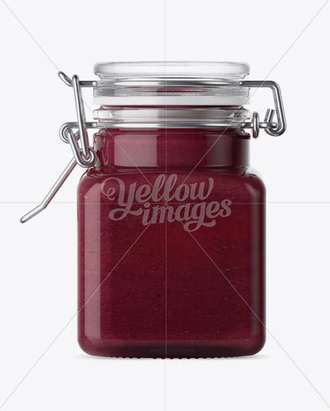 100ml Glass Cranberry Jam Jar w/ Clamp Lid Mockup