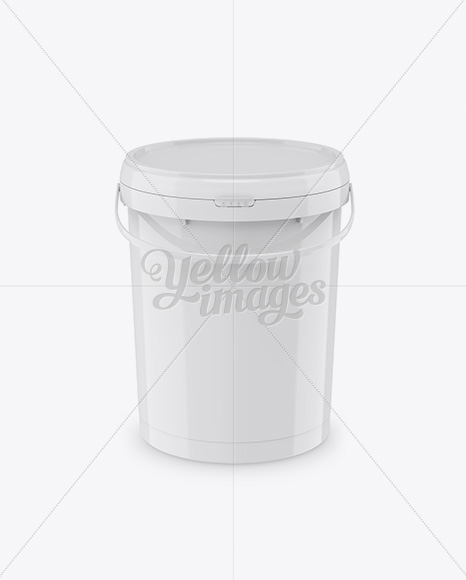 Glossy Plastic Bucket Mockup - Front View (High Angle)