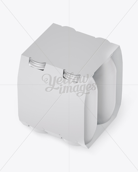 4 Pack Matte Dairy Bottle Mockup - Halfside View (High Angle)