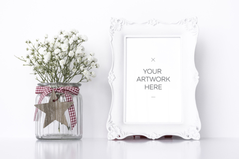 White Frame Mockup PSD - Photo frame
