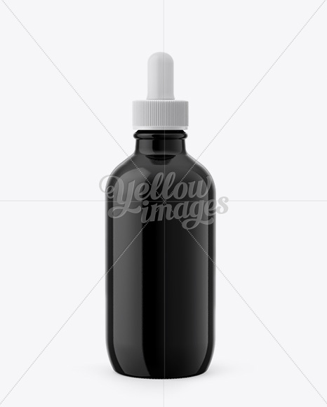 Black Glass Bottle With Dropper Mockup