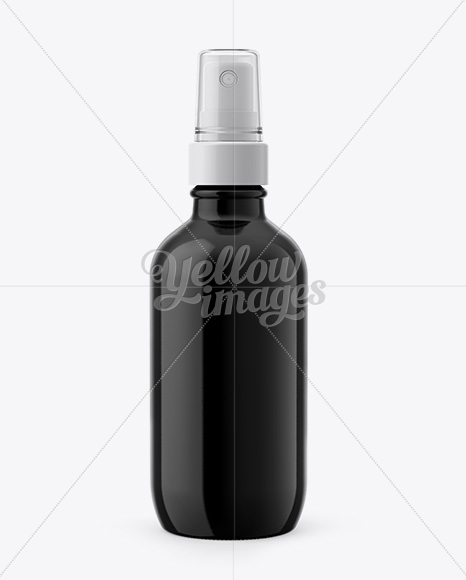 Black Glass Spray Bottle Mockup