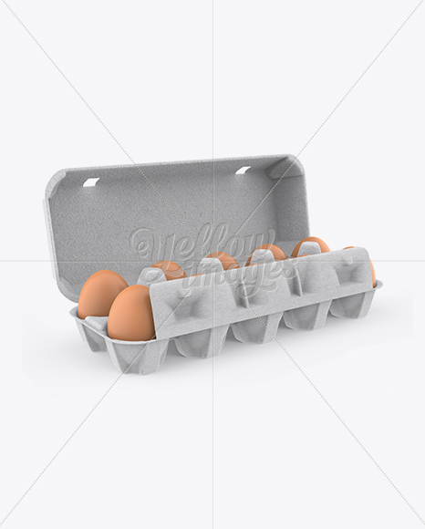 Open Kraft Egg Container - Halfside View (High-Angle Shot)