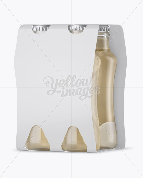 4 Pack Soda Bottle Mockup - Halfside View